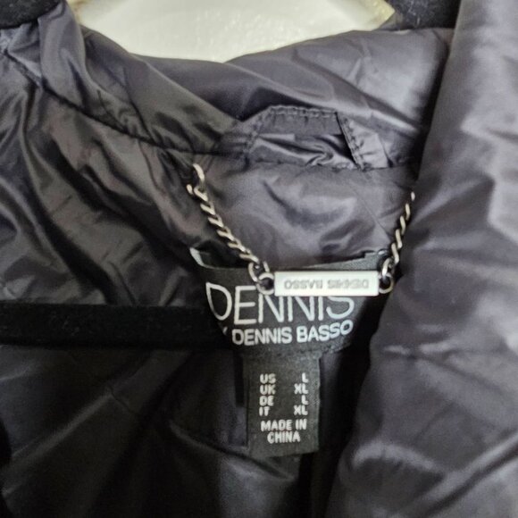 Dennis Basso Size Large Black Quilted Jacket WIth Fauz Mink Trim Puffer - Picture 4 of 7